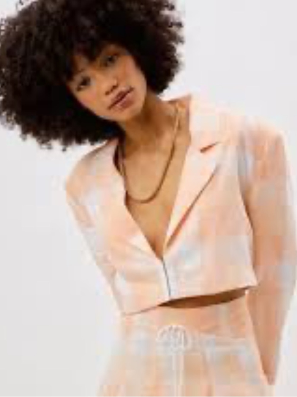 Stoosh pink and white Plaid Cropped Blazer size small